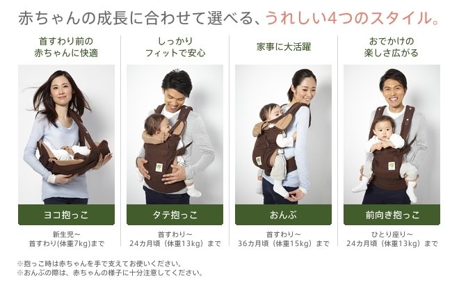 赤ちゃんの成長にあわせて選べる4つのスタイル