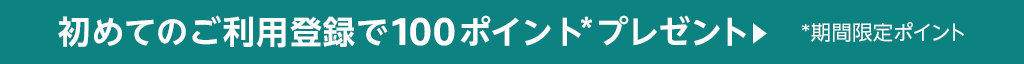 初めてのご利用登録で100ポイントプレゼント(期間限定ポイント)
