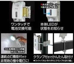 ムサシ RITEX 3W LEDハイブリッドソーラーセンサーライト 「ソーラー発電+乾電池式」 S-HB300