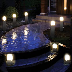 アイリスオーヤマ 電池式ガーデンセンサーライト ZSL-MT グレー/電球色