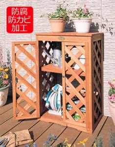 アイリスオーヤマ 木製ガーデンラック扉付 ブラウン GOT-600