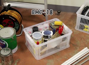 アイリスオーヤマ メッシュコンテナ 幅41.4×奥行30.4×高さ19.5cm クリア/ホワイト BMC-18