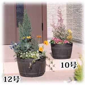 木樽風ポット ダークブラウン 10号