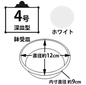 鉢受皿中深型 ホワイト 4号