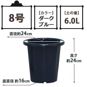 SEケンガイ鉢 ダークブルー 8号