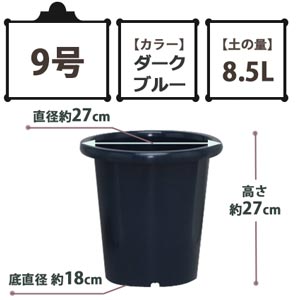 SEケンガイ鉢 ダークブルー 9号