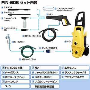 アイリスオーヤマ 高圧洗浄機 イエロー (東日本用) FIN-608E