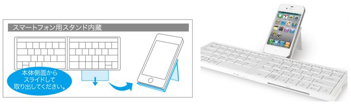  スマートフォン用スタンドを本体内部に搭載