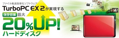 ターボPC EX2が実現する保存容量最大20％UP※1