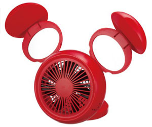 Disney (ディズニー) ミッキー 型 3電源(AC，USB，乾電池) 10cm コンパクトデスク扇風機 手鏡付 アロマ付