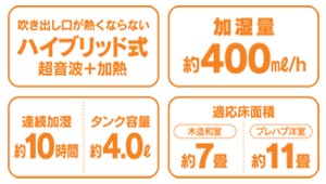 ハイブリッド加湿器 UHM-400U ホワイト/グリーン