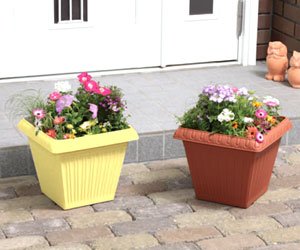 レリーフスクエアプランター 300 イエロー