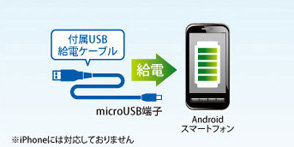 スマートフォンの充電もできる