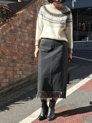 コーディネートのご紹介 Nano Universe ナノ ユニバース リメイク風フリンジデニムスカート Amazon Co Jp