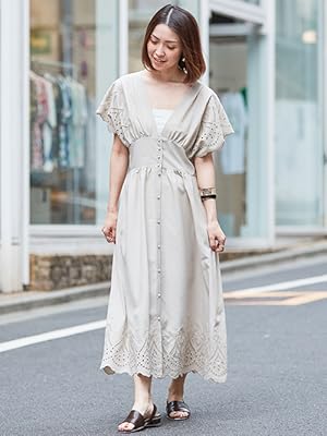 コーディネートのご紹介 Nano Universe ナノ ユニバース スカラップ刺繍マキシワンピース Amazon Co Jp