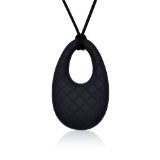 Siliconies Egg Pendant - Silicone Necklace (Teething/Nursing/Sensory) (Black) by Family Bedrock