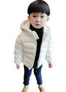 SHUNYI ベビー キッズ ダウンコート 軽量 女の子 男の子 ジャケット 冬服 フード付き 子供服 あったか ショート丈 中綿コートホワイト120