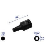 ナック　ヘキサゴンレンチソケット　ショートタイプ　差込角９．５２ｘ対辺１０ｍｍ
