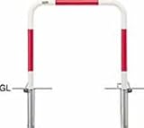 サンポール:サンバリカ―(アーチ)スチール製φ42.7横バー無 差込式鍵付 赤白 FAA-5SK7-650(RW)