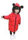 JIANGWEI　女の子　男の子　コート　子供服　綿入れ　コート　冬のダウン　ロング　耳付き　暖かい　可愛い レッド100