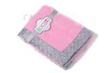 Bacati Bordered Plush Blanket, Solid Pink/Grey, 30 x 40 by Bacati