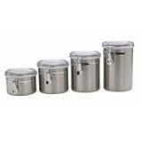 アンカーホッキング4ピースステンレススチールキャニスターセットwith Clear Lid