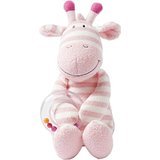 Manhattan Toy Baby Activity Plush Toy with Ring Rattle, Pink Giraffe, 10"
