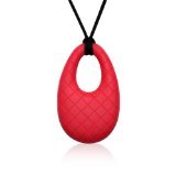 Siliconies Egg Pendant - Silicone Necklace (Teething/Nursing/Sensory) (Ruby-Red) by Family Bedrock