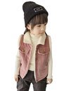 BAJIAN キッズ服 ガールズ チョッキ ベスト トップス 子供 上着 カジュアル コーデュロイ あったか かわいい お出掛け ピンク 90cm