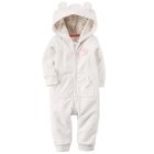 カーターズ ロンパース carter's 2015年秋冬 女の子用パウダーホワイトネコさんアップリケ付き耳フードフリース地お出かけ用ジャンプスーツ (18... [並行輸入品]