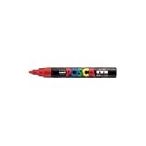 （まとめ） 三菱鉛筆 ユニ ポスカ 中字丸芯（1.8-2.5mm） PC-5M.15 赤 1本入 【×10セット】