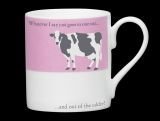 Silhouette Pink Cow Funny Bone China Mug, in one ear & out of the udder - Stoke on Trent, England by