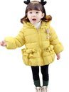 JIANGWEI　子供服 ダウンジャケット アウター 　綿服　 フード付き 秋冬　暖かい　ベビー服　お姫様　可愛い　キャンディ付き　特別　クリスマスプレゼント イエロー110