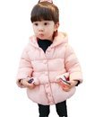 JIANGWEI　ベビー服 コート 女の子 綿入り　ジャケット アウター キッズ 中綿 フード付き 秋冬　綿服 ブルゾン 防寒 子供　上着 うさぎ耳　可愛い　０－５歳 ピンク80