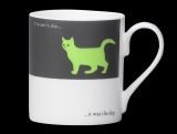 Silhouette Green Cat Funny Bone China Mug, it was the dog - Stoke on Trent, England by Silhouettes