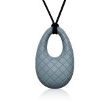 Siliconies Egg Pendant - Silicone Necklace (Teething/Nursing/Sensory) (Silver-Grey) by Family Bedroc