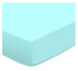 SheetWorld Fitted Square Playard Sheet 37.5 x 37.5 (Fits Joovy) - Solid Aqua Jersey Knit - Made In U