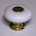白セラミック　センターGOLD色 ドアノブ取手　H4S 1V4