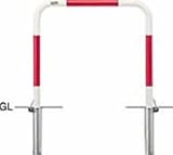 サンポール:サンバリカ―(アーチ)スチール製φ42.7横バー無 差込式フタ付 赤白 FAA-5SF7-650(RW)