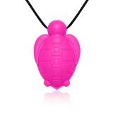 Siliconies Turtle Pendant - Silicone Necklace (Teething/Nursing/Sensory) (Pink) by Family Bedrock [並