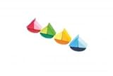 Grimm's Set of 4 Wooden Rainbow-Colored Rocking Boats to Stack, Build & Combine, 12 Blocks/Pieces [並