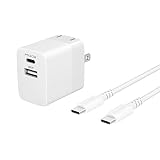 オウルテック PD対応AC充電器 + CtoC ケーブルセット PD20W 充電器 温度センサー搭載 超タフUSB Type-C to Type-C ケーブル USB2.0 1.2m ホワイト OWL-APD20ACC12-WH
