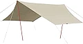 FIELDOOR ヘキサ タープ Lサイズ 530×570cm 【ライトベージュ】 ＆アルミポール 直径32mmx2本 【レッド】 & ポール用収納バッグ キャリーバッグ＋ロープ＋ペグ＋アルミ自在金具付 4～6人用 UVカット シルバーコーティング