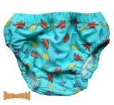 Reusable Washable Swim Diaper for Boys or Girls - BLUE WITH FISHES - SMALL by BubuBibi [並行輸入品]