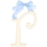 New Arrivals Wooden Letter R with Blue Solid Ribbon, Cream by New Arrivals [並行輸入品]