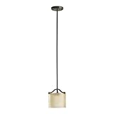 Quorum International 3096-86 Atwood Collection 1-Light Mini-Pendant Oiled Bronze Finish with Amber S