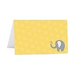 (PLACE CARDS) - Andaz Press Yellow Grey Gender Neutral Elephant Baby Shower Collection, Table Tent Printable Place Cards, 20-Pack, Dessert Table Catering Food Station Cards