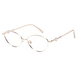 [Cyxus] オーバルメガネ メタルフレーム 伊達メガネ ブルーライトカット 紫外線対策 小顔効果 お洒落 男女兼用（8270T66 ローズゴールド）
