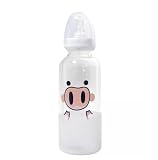 CutiePlusU 女性と男性用哺乳びん 400ML 持ち運び便利 直飲み ビッグサイズ プリント ビッグサイズ グラス哺乳瓶 ブタの鼻