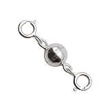 KARMAREY シルバー925製 ネックレス ブレスレット 留め具 マグネット クラスプ 磁石 延長 アジャスター チェーン エンドパーツ 金具 パーツ 接続金具 簡単(6mmボール, 銀)